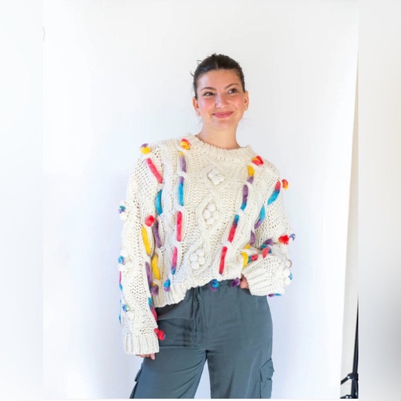 Urban Daizy Sweaters - Urban Daizy Colorful Pom-Pom Knit Sweater NWTs